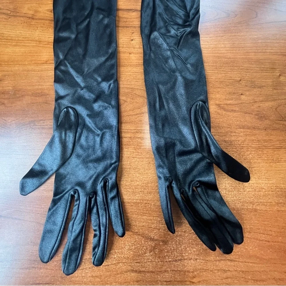 Long Black Nylon Gloves Opera Size UNI